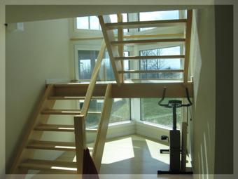 DeWinton area acreage home stairwell interior.